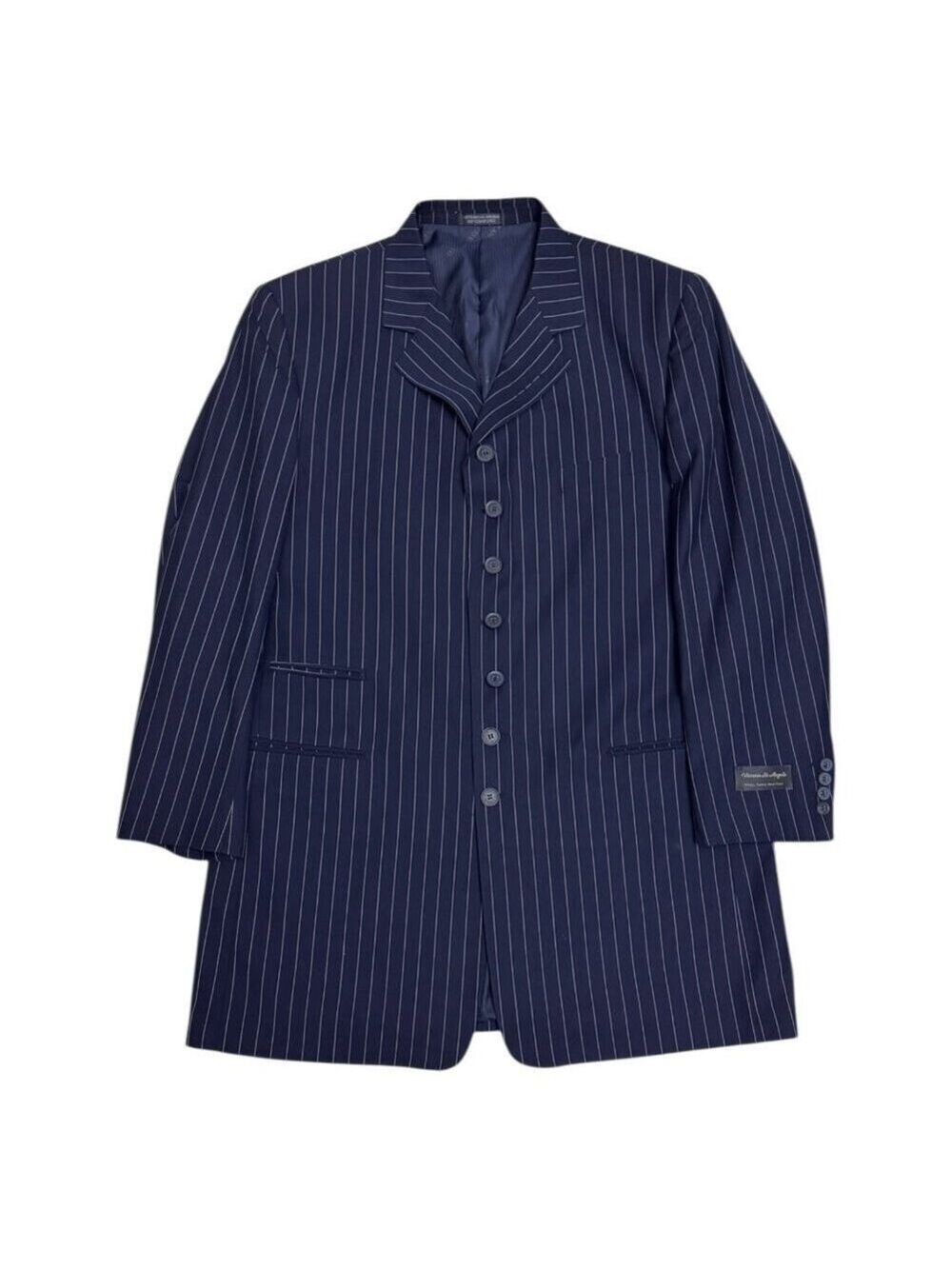 VITTORIO ST ANGELO SUIT Pinstripe Luxury Designer 3-Piece Blue Business Mens 44R - Picture 2 of 10